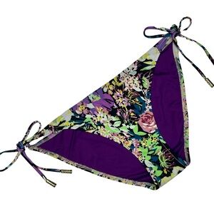 DVF String Bikini Swim Bottoms Floral Multi Color L Large DIANE VON FURSTENBERG
